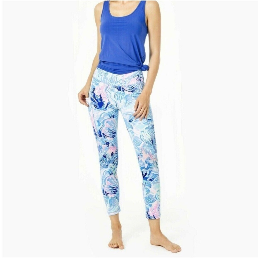 Lilly Pulitzer LUXLETIC Weekender High Rise Midi Legging Saltwater Blue 2XS
